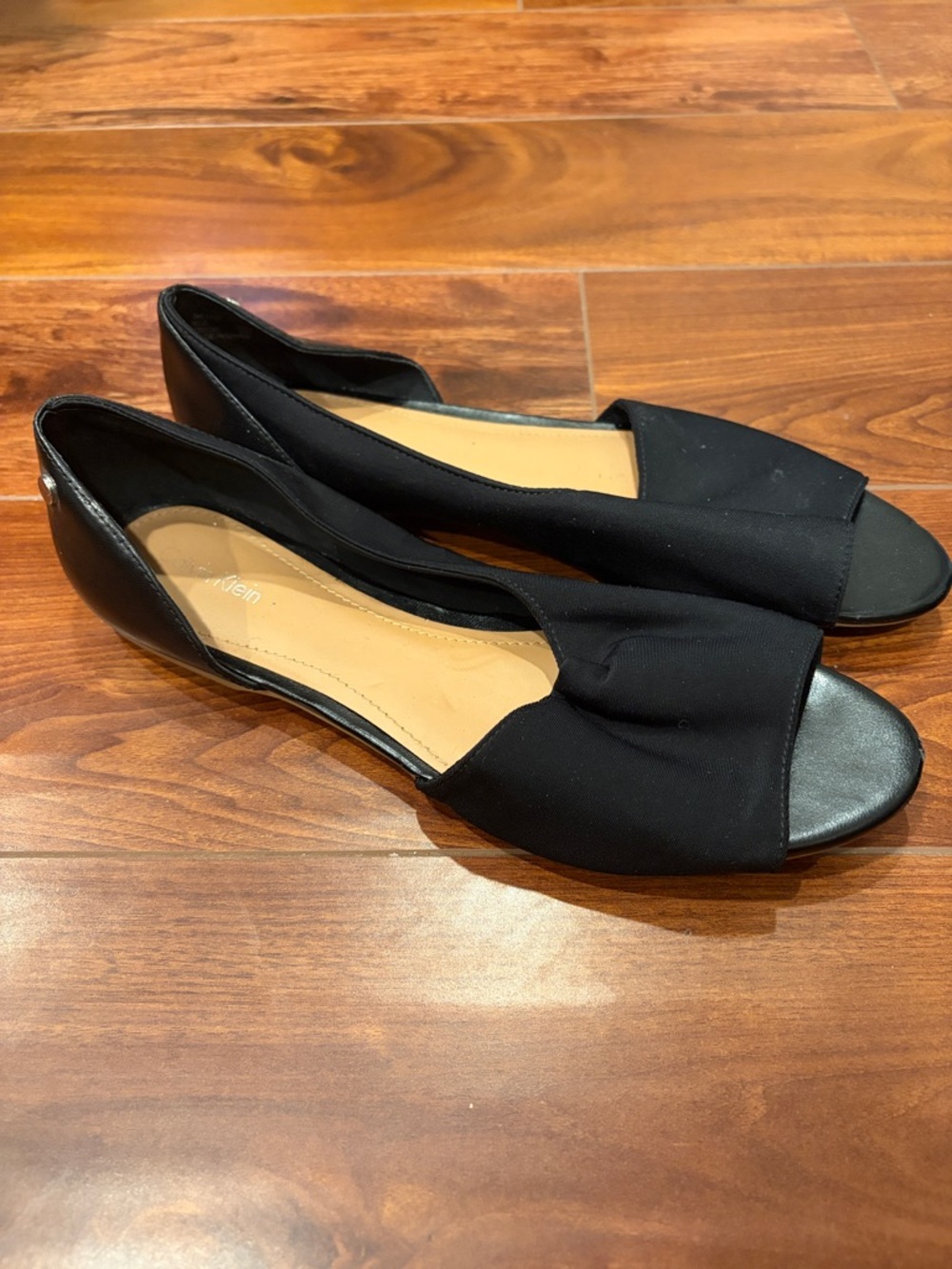 Calvin Klein Black Open-Toe D'Orsay Flats Size 9 1/2M